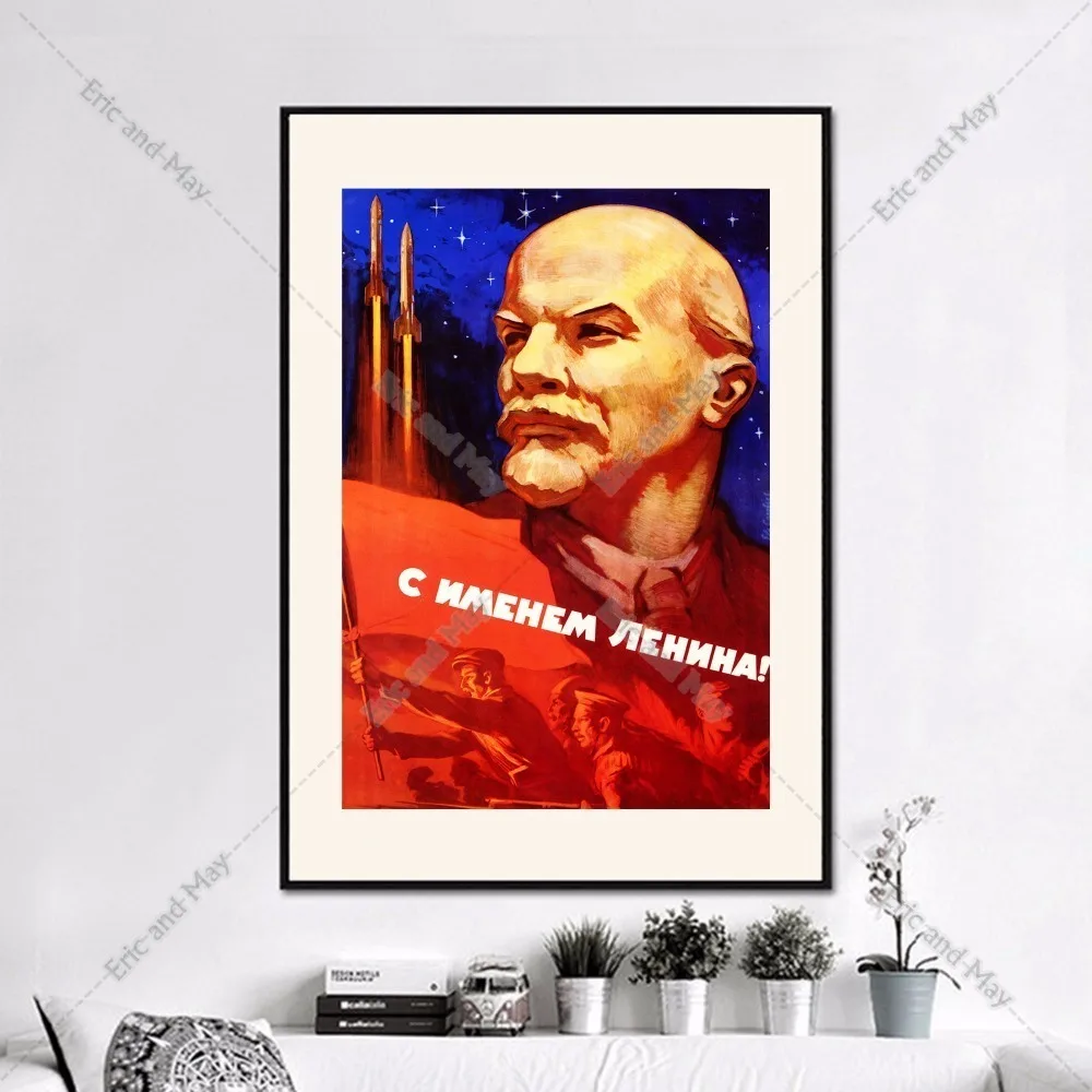 Ленин советские плакаты и принты хлопок холст Художественная живопись настенные картины для украшения комнаты домашний Декор без рамки картина