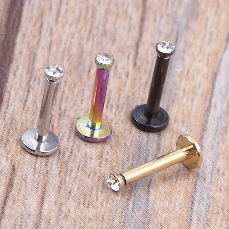 16G Clear Tragus Helix Bar 2mm Gem Stainless Steel Labret Lip Bar Rings Stud Cartilage Ear Piercing Body Jewelry