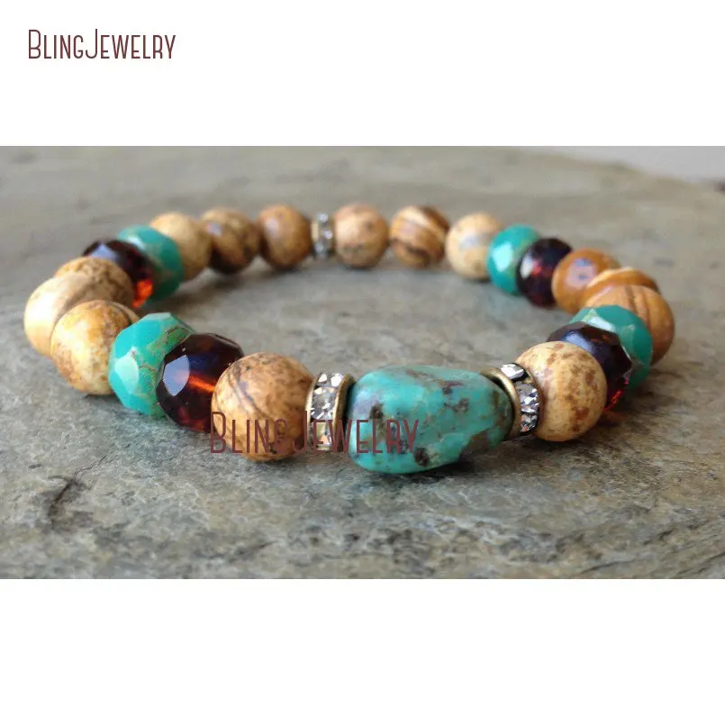 20180409-BM12125-Jasper With Turquoise Stretch Bracelet_2