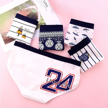 

Summer Women's Panties Cotton Briefs Number Cartoon Print Girls Underwear Ladies Panty