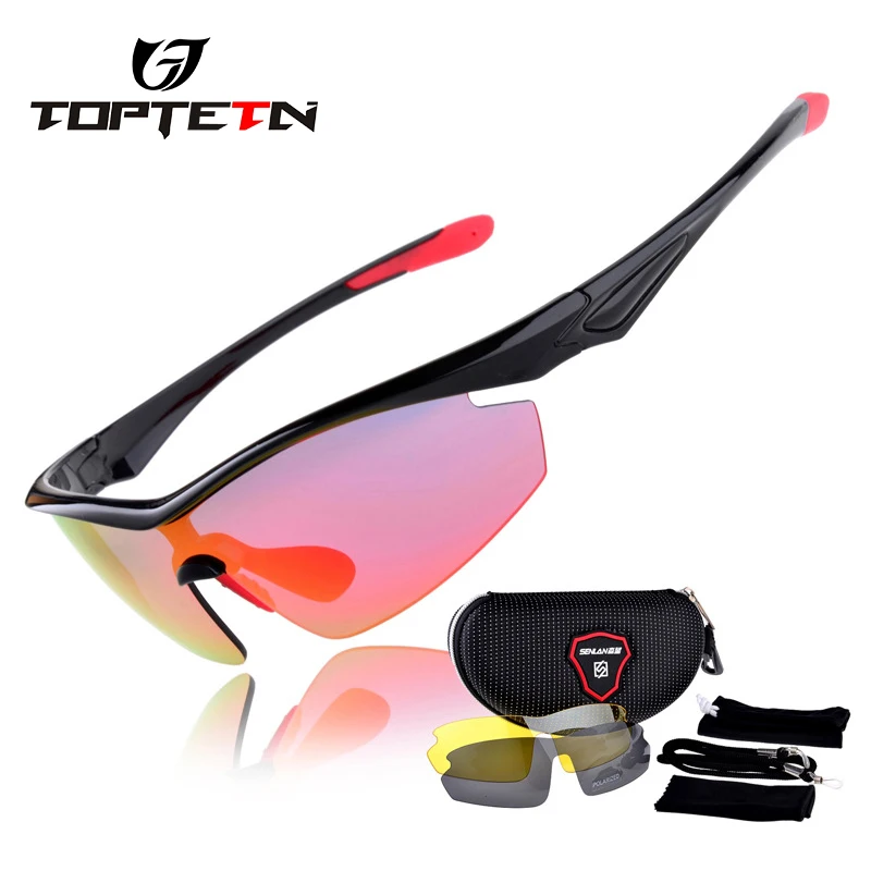 TOPTETN Polarized 3 Lens Cycling Eyewear MTB Bicycle Sun Glasses Sunglasses Mountain Bike Goggles Gafas de Ciclismo | Спорт и