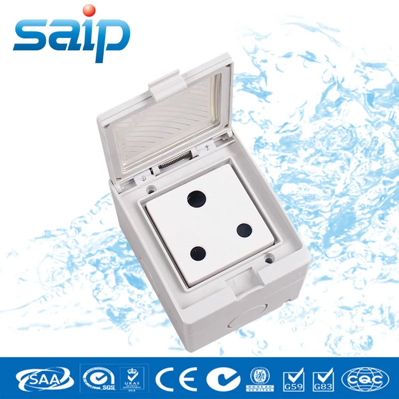 SP SA IP55 16A 250V Bathroom Use Waterproof Wall Socket / South African