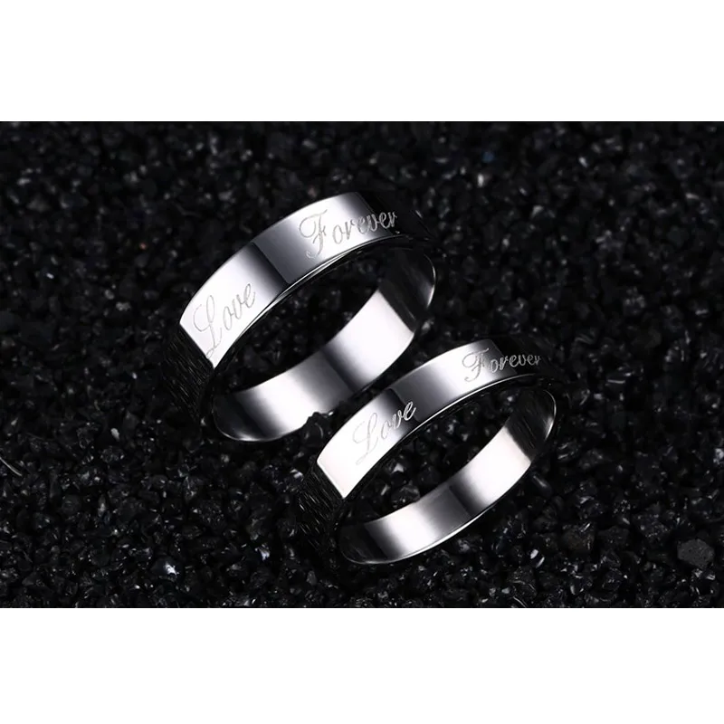 Vnox Forever Love Wedding Ring Silver color 316l Stainless Steel Promise Jewelry