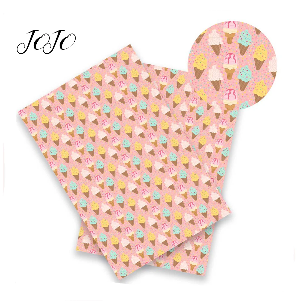 

JOJO BOWS 22*30cm 1pc Faux Synthetic Leather Fabric For Craft Dessert Flamingo Printed Sheet Apparel Sewing DIY Hairbow Material