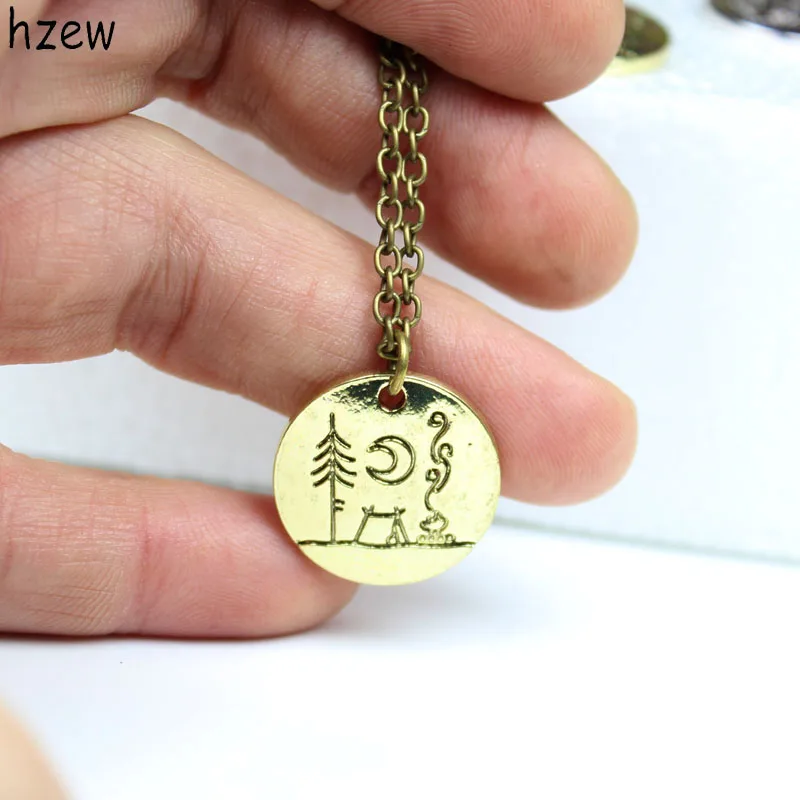 hzew Lovely Camping under a big bright moon camping necklace outdoor