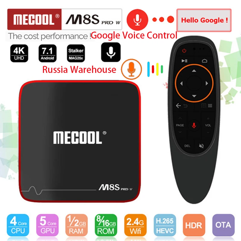 

Mecool M8S PRO W ATV Google Voice Control Amlogic S905 2G 16G Rom Quad Core 2.4G/5G Wifi HD 4K H.265 Android tv Set Top Box