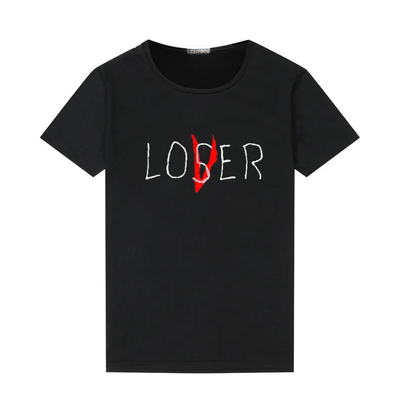 Прямая поставка Pennywise фильм это Лоферы Клуб футболка для мужчин женщин Повседневное короткий рукав Loser Lover это вдохновил футболк - Цвет: Черный