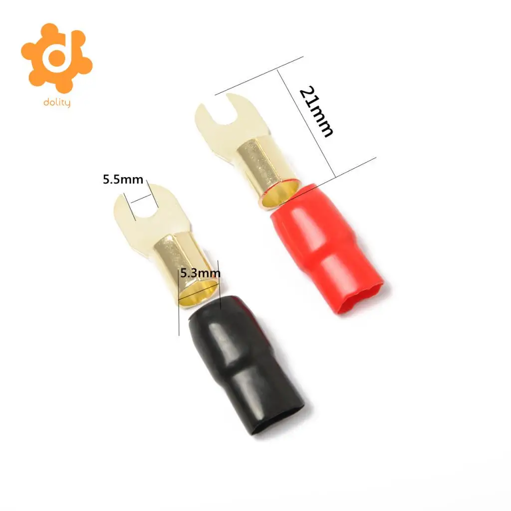 dolity 5 Pairs 8 AWG Car Audio Power Ground Wire Fork Terminal Connector Brass