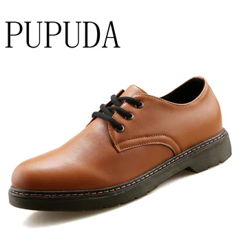 

PUPUDA Fashion Couple Shoes Platform Casual Leather Shoes For Men Brand Boots Men Autumn Outdoor Chunky Trend Leather Shoes