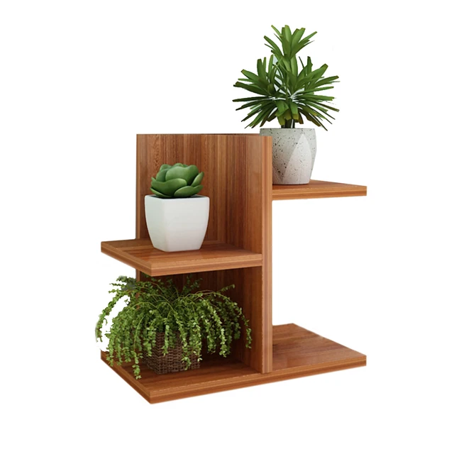 VICTMAX 3 tier L shape Wooden Storage Shelf Flower Pot