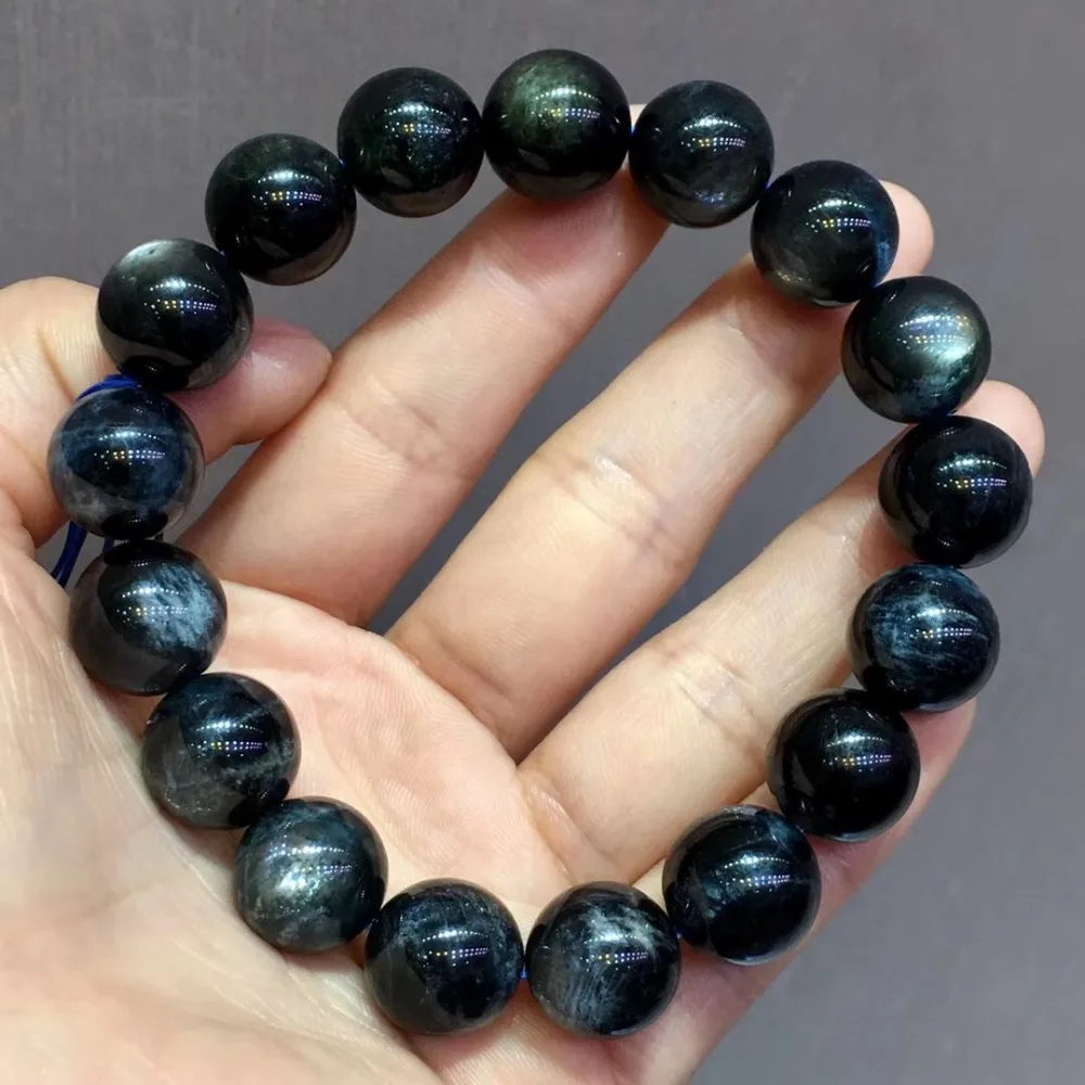 Natural Aquamarine Bracelet Cat Eye Effect Stone (3)