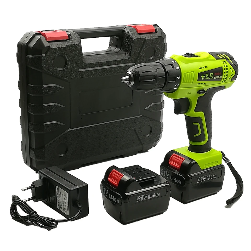 

21V Electric Drill Double Speed Lithium Battery*2 Household Multi-function Electric Screwdriver Cordless Drill Power Tools