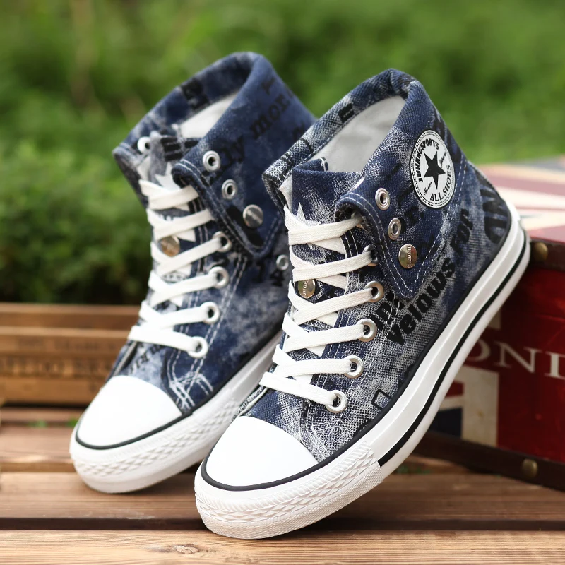 

Hot Sale Men Shoes Casual Canvas Shoes man Fashion  Shoes Men High Top Flats Zapatos Mujer Chaussure Homme Black & Blue