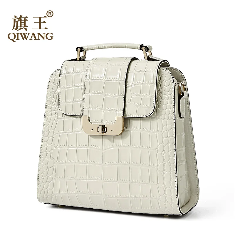 

Qiwang Patent Crocodile Real Genuine Leather Women Handbag High Quality Leather Crossbody Shoulder Bags Elegant