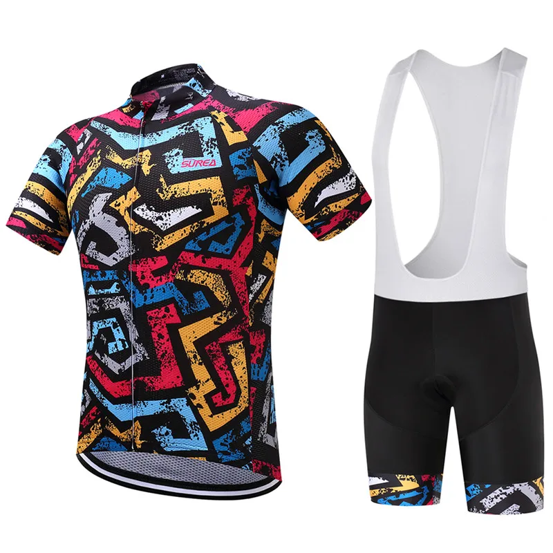SUREA Men's Short Sleeve Cycling Jersey/Bicycle Top and 9D Padded Shorts Setcycling jersey
