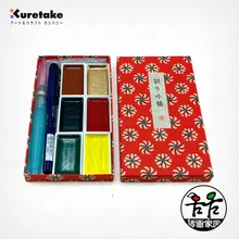 Kuretake красная коробка 6 цветов акварельный портативный набор, твердая водная цветная краска, китайская краска, Красивая цветная коробка