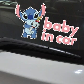 

Car Stickers Stitch Lilo Baby In Car On Board Cartoon Lovely Creative Decoration Reflective Windshield Auto Tuning Styling D10
