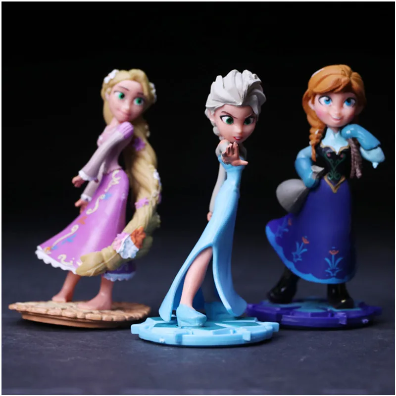 

Disney Frozen 3Pcs/Lot 10cm Princess Elsa Anna Rapunzel Action Figure PVC Toy Collectible Decoration Children Best Birthday Gift