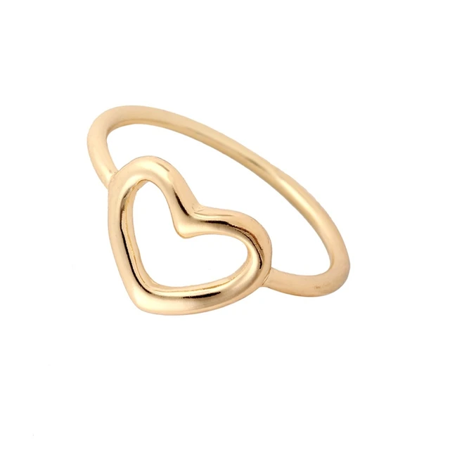 Shuangshuo 2017 New Fashion Accessory Gold Love Open Heart Ring for Women Midi S Shuangshuo 2017 New Fashion Accessory Gold Love Open Heart Ring for Women Midi S