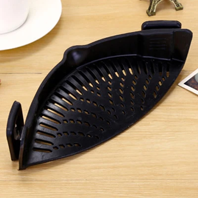 High Quality Silicone Snap Strainer with Clip Pot Strainer Drainer for Draining Excess Liquid Draining Pasta Vegetable Colander - Цвет: 1 pc black