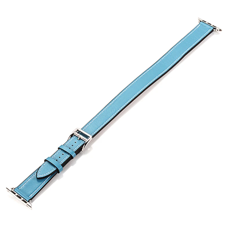 Текстурированный двойной тур ремешок для Apple watch 38 мм 42 мм iWatch 4 группа 44 мм 40 мм браслет из натуральной кожи ремешок для Apple watch 3 21 - Цвет ремешка: blue
