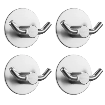 

4-Packs Double Prong Robe Hooks Heavy Duty Coat Hook Retro Cloth Hanger Sus304 Stainless Steel Ultra Strong Waterproof Wall Hang