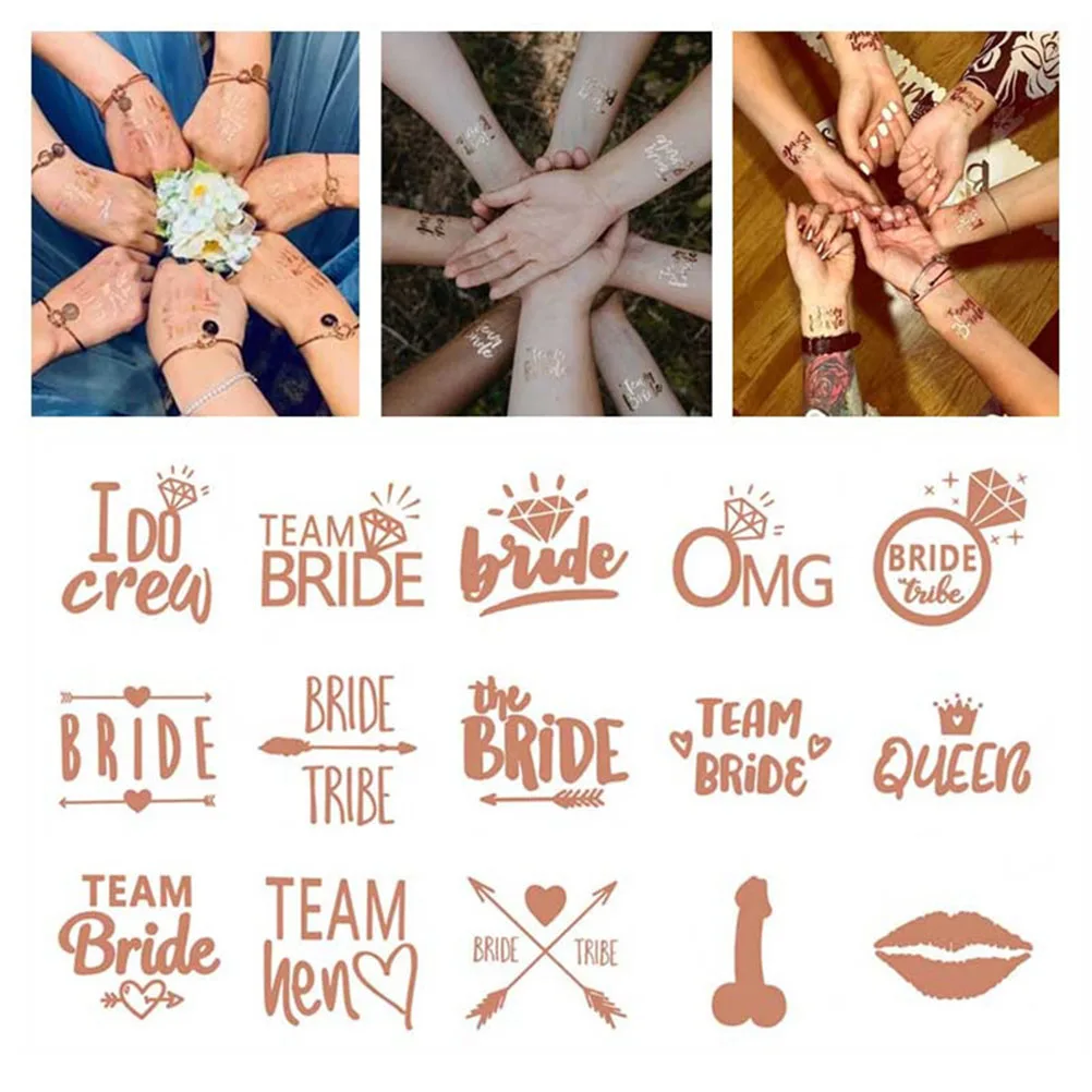 

Flash Bride Tribe Temporary Tattoo Sticker Bachelor Party Bridesmaid Wedding Party Body Art Glitter Tattoo Decals