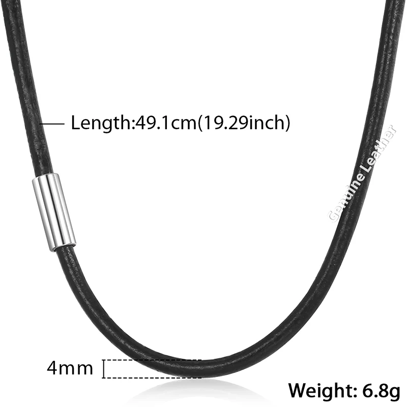 Черное ожерелье из натуральной кожи для мужчин и женщин, нержавеющая сталь, магнитная застежка, мужское ожерелье, модное ювелирное изделие, подарки 4 мм DN19