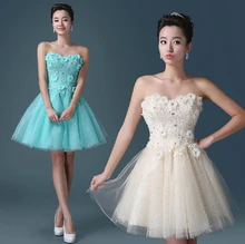 Ballkleid Schatz Bördelte knielangen/Kurze Cocktailkleider Mit Blumen 2017 Party Kleider Red Ice Blue Champagne