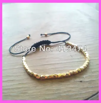 

20pcs/lot free ship copper mini gold facted Nugget Beaded Layering bracelet