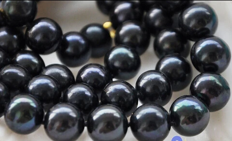 

FREE SHIPPING AA++ 24" 11mm black round freshwater cultured pearl necklace