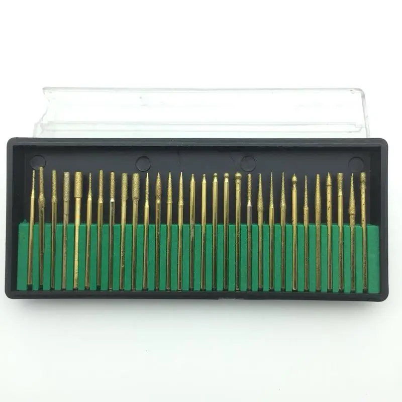 

30pcs Steel 30 Type Gold Coated Diamond Milling Drill Electric Nail Files Carbide Polisher Cutter for Manicure Nail Tools Kit