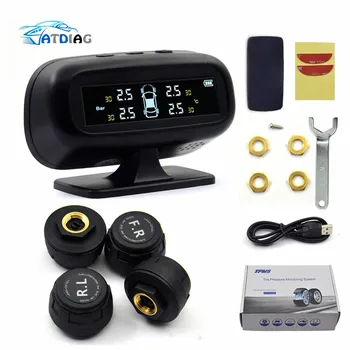 

Solar TPMS Car Tire Pressure Alarm Monitor System Display Temperature Warning Fuel Save with 4 Sensors