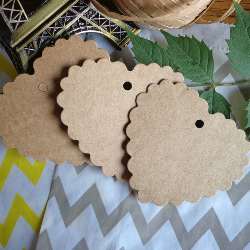 100pcs 6.5X6cm Blank Heart Shaped Paper Gift Tags Hang Tag Retro Kraft