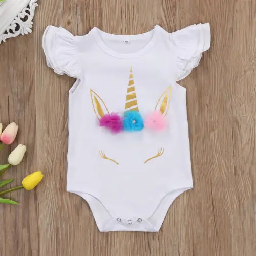 

Pudcoco Toddler Kids Clothing Baby Girls Cute Unicorn Cotton Bodysuit Jumpsuit Outfit Clothes Set