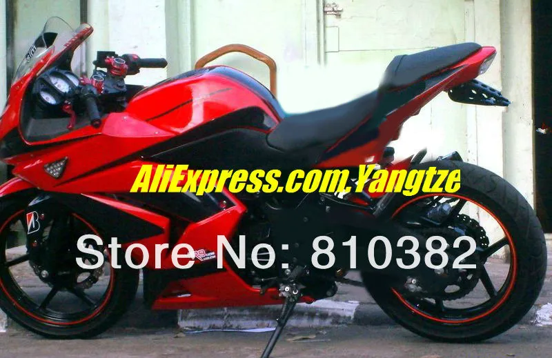 Литья под давлением обтекателя комплект для KAWASAKI Ninja ZX250R 08 09 10 11 12 ZX-250R ZX 250R EX250 2008 2012 ABS Красный Черный обтекатели комплект