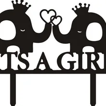 100 шт/партия, креативный "это девочка" любителей слона дизайн акриловые свадебные вставленные карты торт Топпер украшения для торта для вечеринки