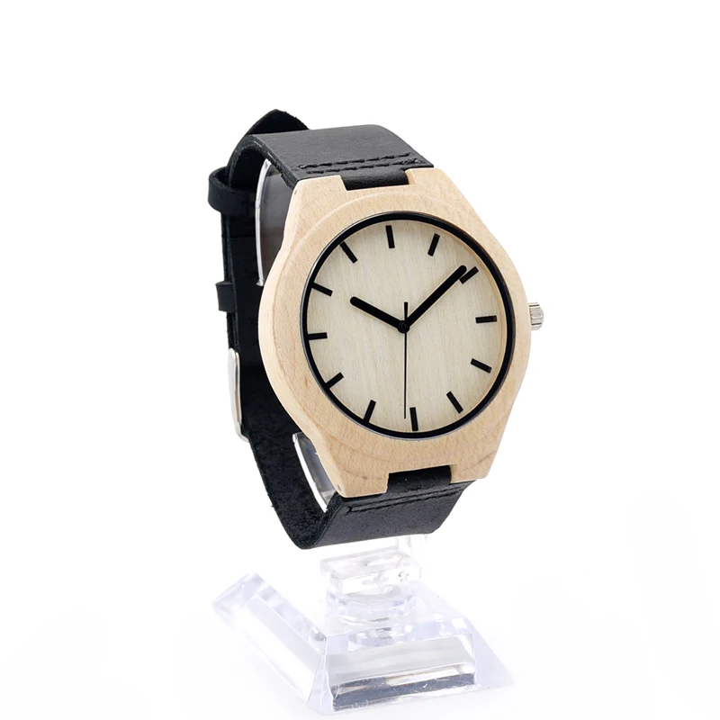 Luxury BOBO BIRD Brand Watch Men Leather Strap Handmade Wood Watches Japan Quartz Movement Wristwatch relogio feminino C-F21