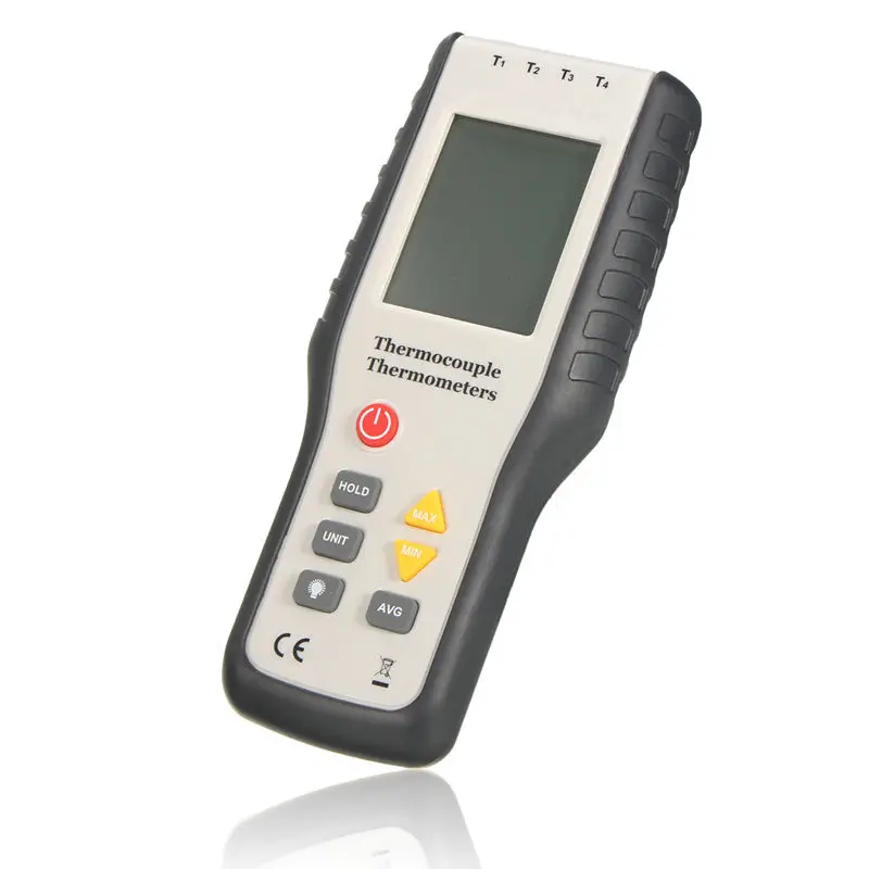 

4-Channel K-Type Digital Thermometer Thermocouple Sensor -200~1372 Degrees Industrial Thermometer Temperature Meter w/ Carry Bag