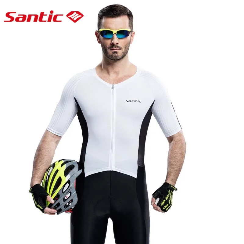 Santic Men Jersey Cycling Jersey Pro Racing Italian 4D Padded Breathable UV400 M6C03009W