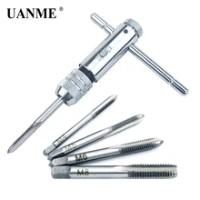 UANME 5Pcs/set T-Handle Ratchet Tap Wrench Machinist Tool Screw Thread Plug Tap Machinist Tool M3-M8 UANME 5Pcs/set T-Handle Ratchet Tap Wrench Machinist Tool Screw Thread Plug Tap Machinist Tool M3-M8