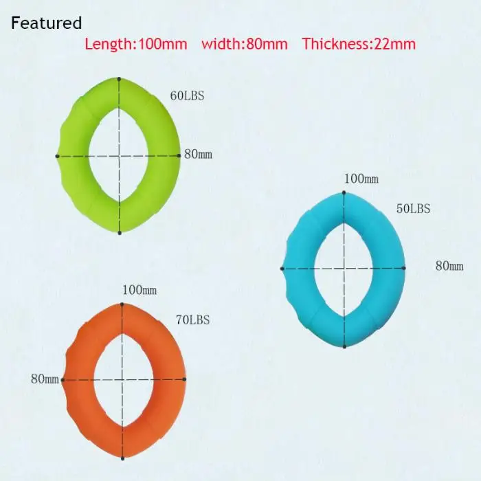 3 шт. спортивный Фитнес рук Захваты мышцы Мощность обучение силиконовые Тяжелая захвата тренажер расширитель прочность палец кольцо ASD88