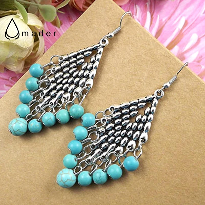 

2018 Fashion Women Jewelry Wholesale Vintage Bohemian Style Tibetan Silver Refined Long Section Tassel Stud Women Earring E3292