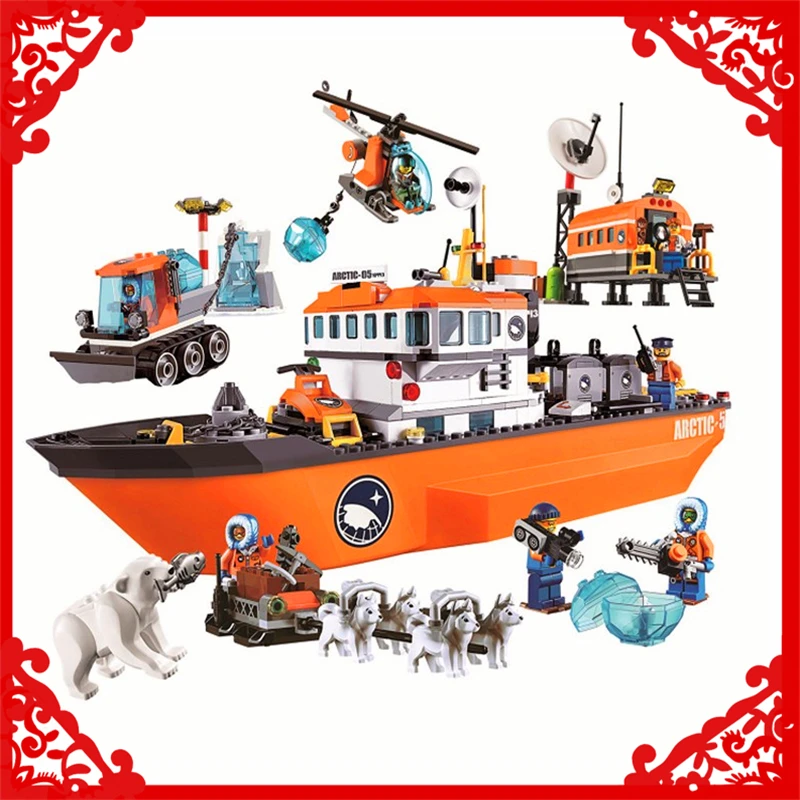 

BELA 10443 City Arctic Icebreaker Model Building Block Compatible Legoe 760Pcs Educational Toys For Children