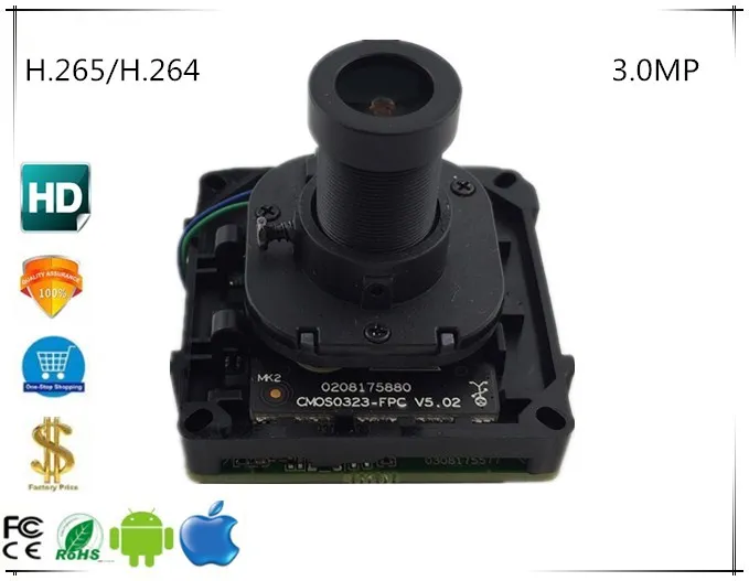 

Sony IMX323+3516C H.265/H.264 3.0MP 2048*1536 Intelligent Analys IP Camera Module Board with Lens IRC FishEye Manual Zoom 2.8-12
