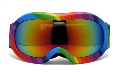 Открытый спортивный инвентарь дети снег очки ветрозащитный эвакуатор слой анти-туман дети Лыжный Спорт очки Сноубординг очки и коробка - Цвет: picture color