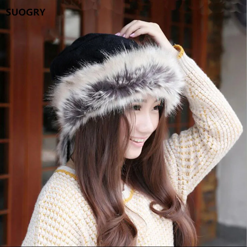 

Winter Hat Women Scarves Beanies Fur Cap Warm Plus Hats For Women Baggy Knit Caps Fur Bonnet Ladies Winter Beanie Wool Hat 2017