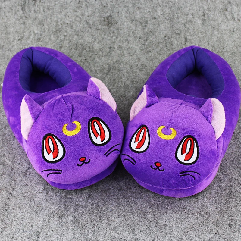 1 Pair 30cm Sailor Moon luna cat indoor Slippers Plush Shoes Warm Winter Adult Slipper Toy
