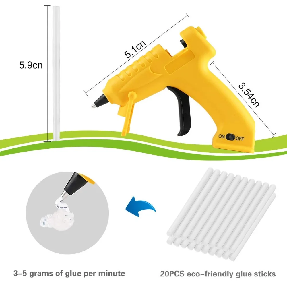 Lithium Battery Hot Melt Glue Gun 8W 3.6V USB charging wireless sol tool using 7MM glue stick