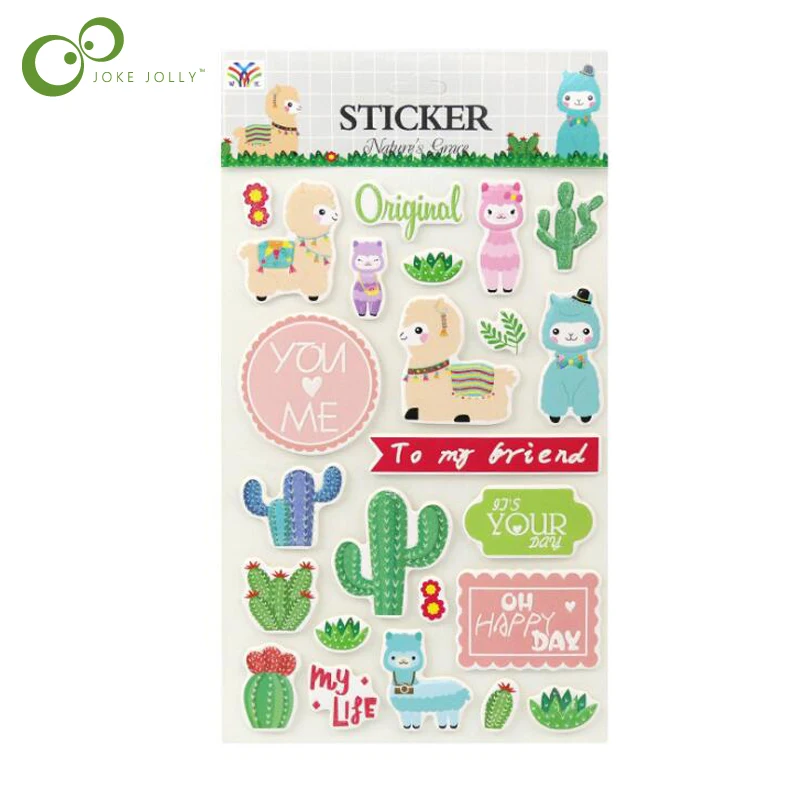 1 лист милые наклейки кактус Alpaca игрушки для детей смешанные мультфильм бумага